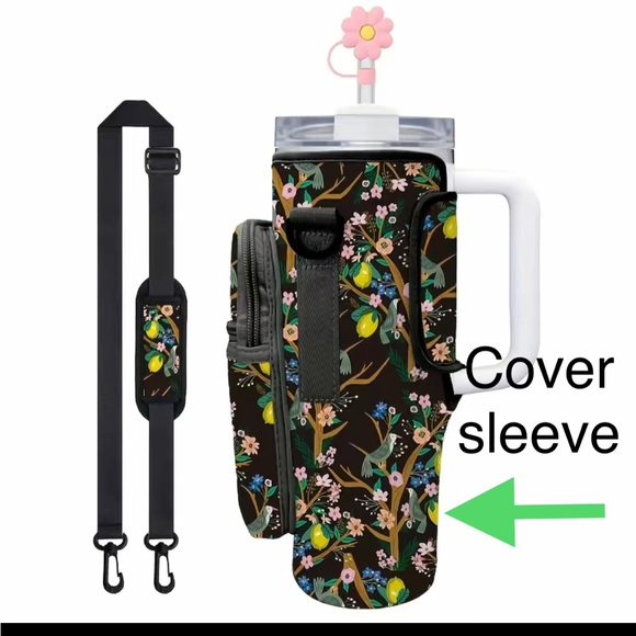 New Tumbler Sleeve with Adjustable Strap & Attached Zippered Pouch - Picture 2 of 16